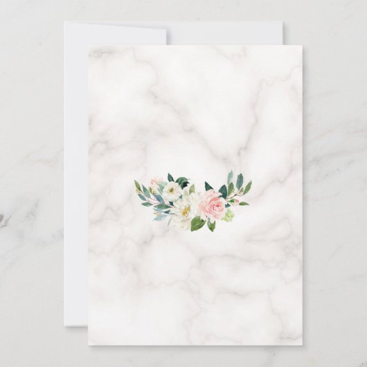 Charm Blush Cream Blume Marmorgoldene Hochzeit Einladung (Rückseite)