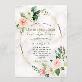 Charm Blush Cream Blume Marmorgoldene Hochzeit Einladung