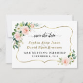 Charm Blush ElfenbeinBlume Hochzeitkalligraphie Save The Date (Vorderseite)