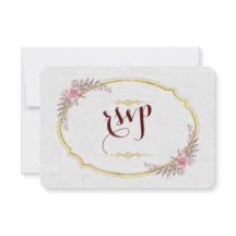 Charm Blush Floral Gold Rahmen White Wedding RSVP