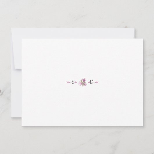 Charm Blush Magnolia Blume Hochzeitkalligraphie Save The Date (Rückseite)