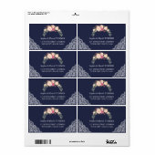 Charm Blush Pink Blume Lace Navy Hochzeit (Vorne)