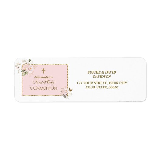 Charm Blush Pink Gold Floral Holy Communion (Vorne)