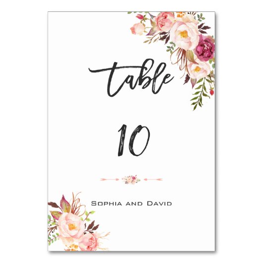 Charm Blush Pink Handwriting-Tischnummer Tischnummer (Rückseite)