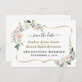 Charm Blush White Blume Hochzeitkalligraphie Save The Date (Vorne/Hinten)