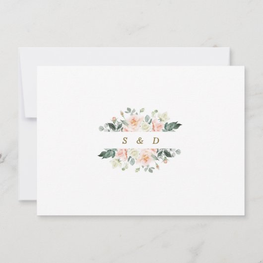 Charm Blush White Blume Hochzeitkalligraphie Save The Date (Rückseite)