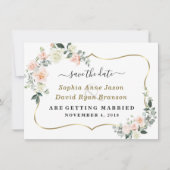Charm Blush White Blume Hochzeitkalligraphie Save The Date (Vorderseite)