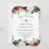 Charm Burgundy Blue Blush Bloral wir noch tun Einladung (Vorderseite)