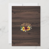 Charm Burgundy Blumenblumen Wood Baby Dusche Einladung (Rückseite)