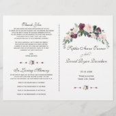 Charm Burgundy Blush Elfenbeinblume Hochzeitsprogr (Vorderseite)