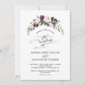 Charm Burgundy Blush Elfenbeinblut Hochzeit Einladung (Vorderseite)