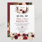 Charm Burgundy Blush Floral Antlers, die wir noch  Einladung (Vorne/Hinten)