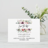 Charm Burgundy Blush Floral Gold Save the Date (Stehend Vorderseite)