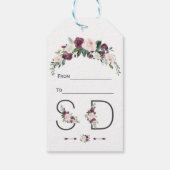 Charm Burgundy Blush Floral Monogram Wedding Geschenkanhänger (Rückseite)