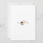 Charm Burgundy Gold Blume Monogram Wedding Einladung (Rückseite)