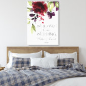 Charm Burgundy Lila Floral Begrüßungszeichen Leinwanddruck (Insitu (Schlafzimmer))