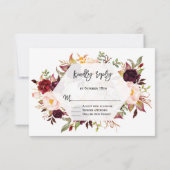 Charm Burgundy Marsala Floral Geometric Wedding RSVP Karte (Rückseite)
