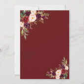 Charm Burgundy Marsala Floral Handwriting Wedding Einladung (Rückseite)