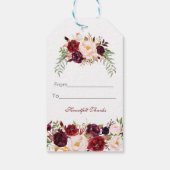 Charm Burgundy Marsala Floral Wedding Geschenkanhänger (Rückseite)