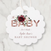Charm Burgundy Pink Floral Gold Girl Baby Dusche