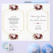 Charm Burgundy Pink Floral Gold Hochzeitsprogramm (Einzeln)