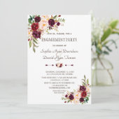 Charm Burgundy Red Marsala Floral Engagement Party Einladung (Stehend Vorderseite)