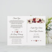 Charm Burgundy Red Marsala Floral Wedding Program (Stehend Vorderseite)
