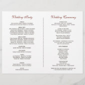 Charm Burgundy Red Marsala Floral Wedding Program Flyer (Hinten)