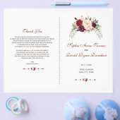 Charm Burgundy Red Marsala Floral Wedding Program Flyer (Einzeln)