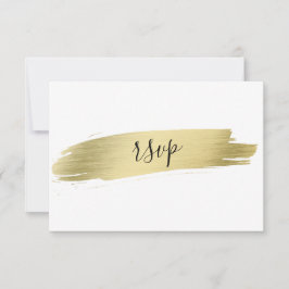 Charm Calligraphy Gold Stroke Wedding RSVP Karte