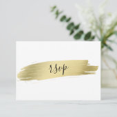 Charm Calligraphy Gold Stroke Wedding RSVP Karte (Stehend Vorderseite)