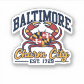 Charm City Baltimore Maryland Crab Flag Design Aufkleber (Vorderseite)