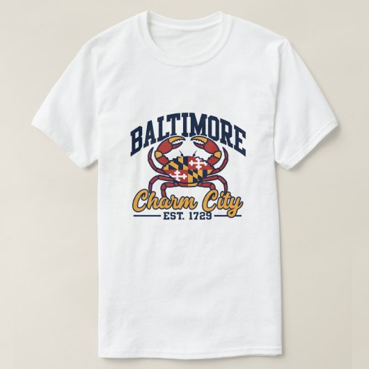 Charm City Baltimore Maryland Crab Flag Design T-Shirt (Design vorne)