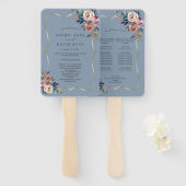 Charm Dusty Blue Floral Misty Rose Gold Wedding Fächer (Vorne und Hinten)