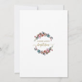 Charm Dusty Blue Misty Rose Blume Gold Taufe Einladung (Rückseite)