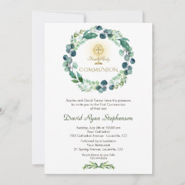 Charm Eukalyptus Foliage Kreuz 1. Heilige Kommune Einladung