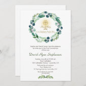 Charm Eukalyptus Foliage Kreuz 1. Heilige Kommune Einladung (Vorne/Hinten)