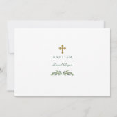 Charm Eukalyptus Foliage Wreath Boy Foto Taufe Einladung (Rückseite)