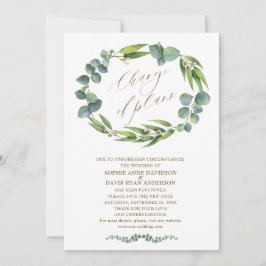 Charm Eukalyptus Wreath Wedding Änderung der Pläne Einladung