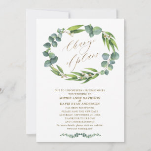 Charm Eukalyptus Wreath Wedding Änderung der Pläne Einladung