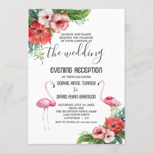 Charm Flamingo Floral Wedding Abend Empfang Einladung