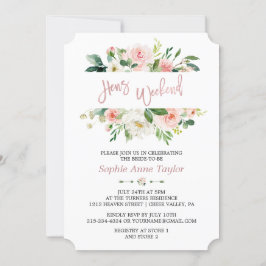 Charm Floral Rose Gold Bachelorette Wochenende Par Einladung