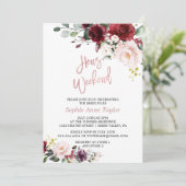 Charm Floral Rose Gold Bachelorette Wochenende Par Einladung (Stehend Vorderseite)