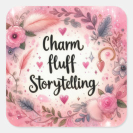 Charm Fluff StoryTell Writers Pink Sparkle Quadratischer Aufkleber