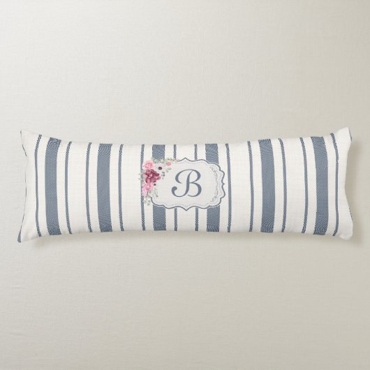 Charm Französischer Bauernhof Blau und Weiß Streif Seitenschläferkissen (Vorderseite)