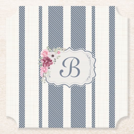 Charm Französischer Bauernhof Blau und Weiß Streif Untersetzer (Vorderseite)