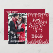 Charm Frohe Weihnachten Glück Neujahr Pine Foto Einladungspostkarte (Vorne/Hinten)