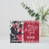Charm Frohe Weihnachten Glück Neujahr Pine Foto Einladungspostkarte (Stehend Vorderseite)