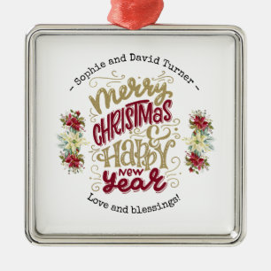 Charm Frory Christmas Happy New Year Typografie Ornament Aus Metall