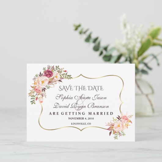Charm Gold Blink Pink Save the Date (Stehend Vorderseite)